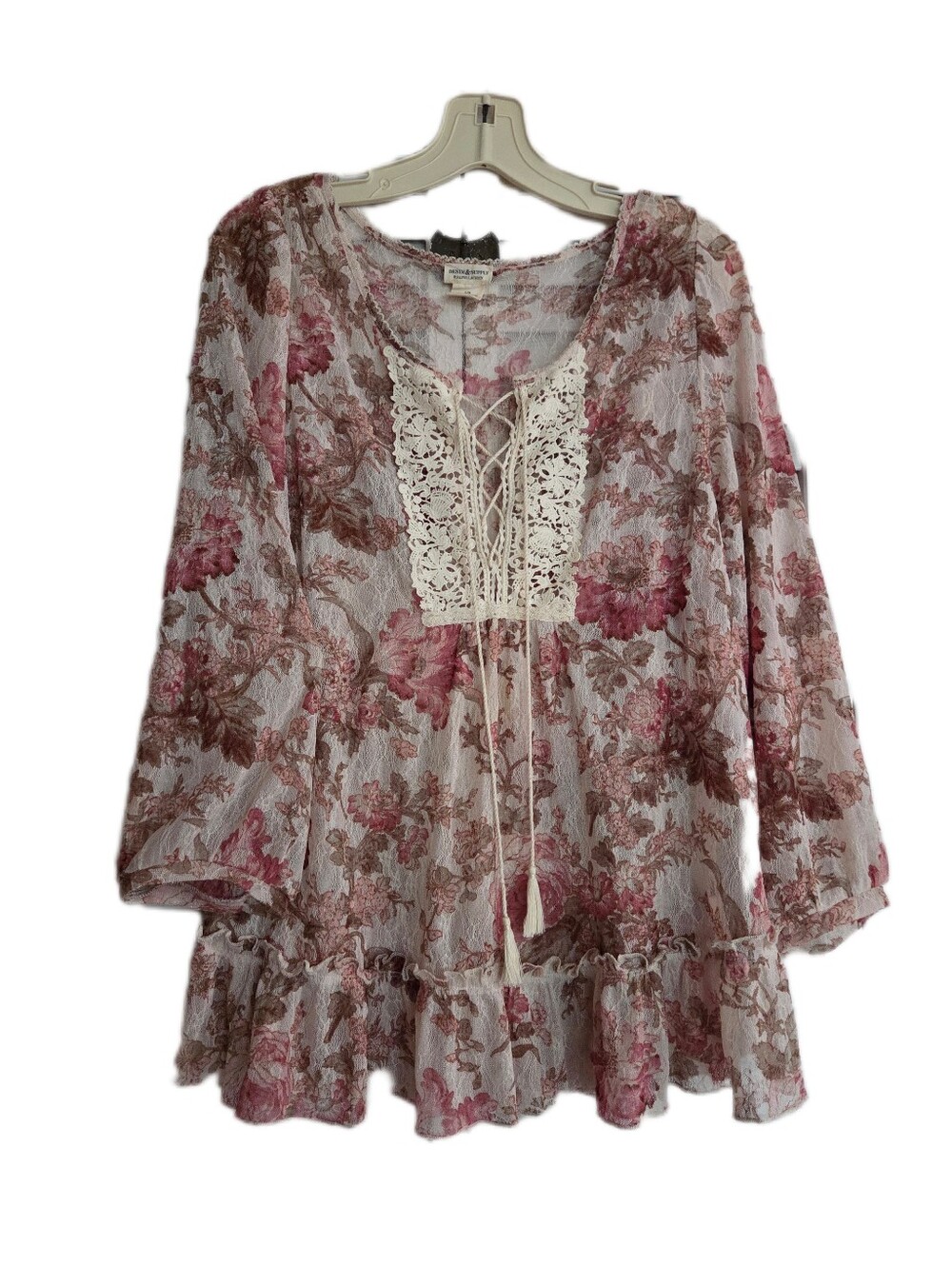 Ralph Lauren Denim Supply Floral Boho Top Cottage Core Coquette Size Large